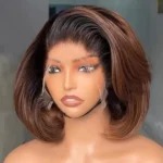 Ombre Brown Wig with Dark Roots Layer Cuts Short Bob Wig 6×5 Pre-everything Glueless Wig