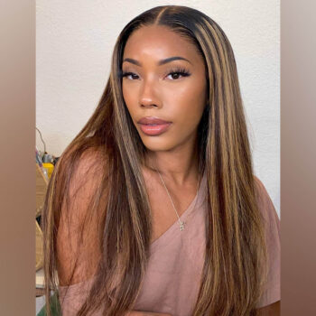 Straight & Body Wave Ombre Highlight Honey Blonde Wigs With Dark Roots 6×5 13×4 Glueless Wig 180% Density