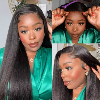 Upgrade 6×5 Pre-cut Lace Wig Wear& Go Glueless Wig Kinky Straight HD Lace Closure Wig Pre Plucked 180% Density