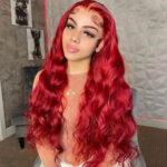 13×4 Pre-cut Hd Lace Frontal Wigs Redwine Color Body Wave Human Hair Lace Wigs 180% Density
