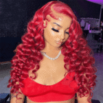 13×4 Lace Front Wigs Redwine Color Loose Deep Human Hair 6×5 Pre-cut Lace Wigs 180% Density