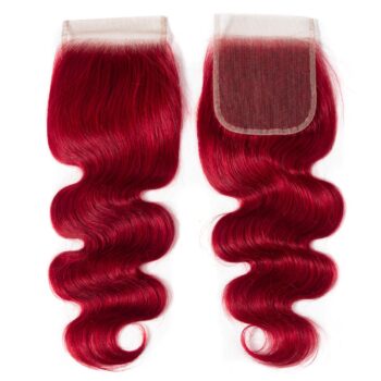 Brazilian Red Color Body Wave 3 Bundles With Lace Closure Virgin Human Hair Bundles With Lace Closure