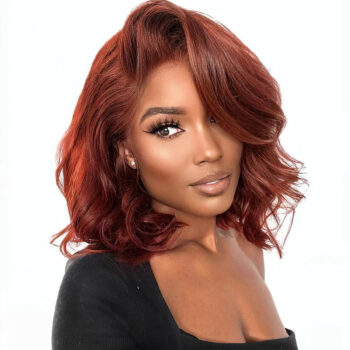 Reddish Brown Short Cut Loose Body 6×5 Pre-bleached Knots Glueless Wig 180% Density