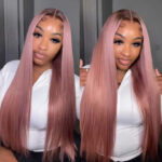 Ombre Rose Pink Pre-cut 6×5 Hd Lace Closure Wig 180% Density Glueless Wig