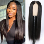 Straight U/V Part Wig No leave Out Glueless Human Hair Wigs 180% Density Natural Color