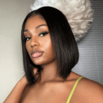 V Part Straight Short Bob Wig Glueless Human Hair Wigs Beginners No Glue No Leave Out
