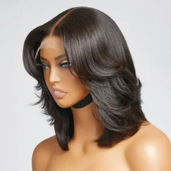 Super Double Drawn Straight Bob Wig With Pop Layers 6×5 Wear Go Glueless Wig Short Wig 100% Human Hair