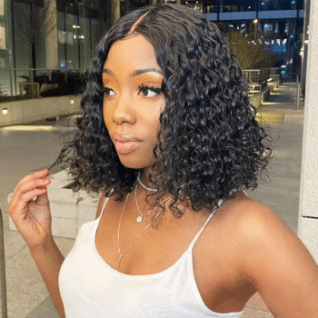 Beginner Friendly V Part Deep Wave Bob Wig Glueless Human Hair Wigs 180% Density Natural Scalp
