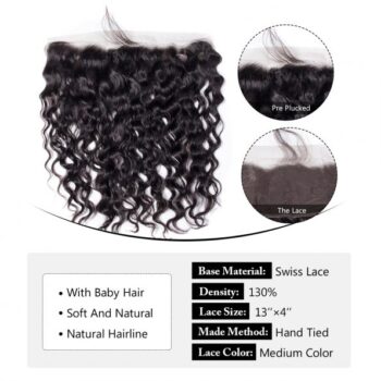 Peruvian Water Wave 4 Bundles With Frontal 10A Virgin Human Hair Bundles With Lace Closure