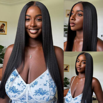 Yaki Straight 6×5 Pre-cut HD Lace Wear Go Wig 180% Density Brazilian 13×4 HD Lace Frontal Wig